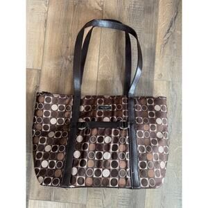 Kate Spade New York Canvas Shoulder Bag Purse Brown Geometric